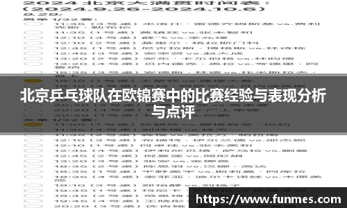 北京乒乓球队在欧锦赛中的比赛经验与表现分析与点评