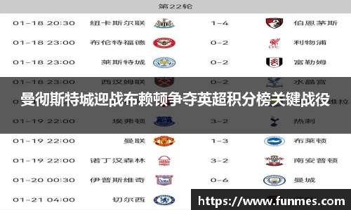 曼彻斯特城迎战布赖顿争夺英超积分榜关键战役
