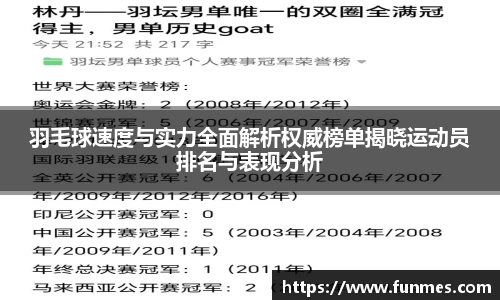 羽毛球速度与实力全面解析权威榜单揭晓运动员排名与表现分析